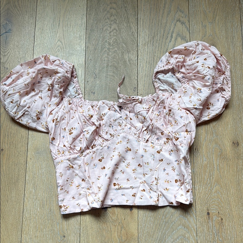 Billabong Floral Pink Puff Sleeve Top
